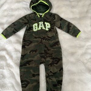 GAP Green Hooded Onesie with Neon Accents